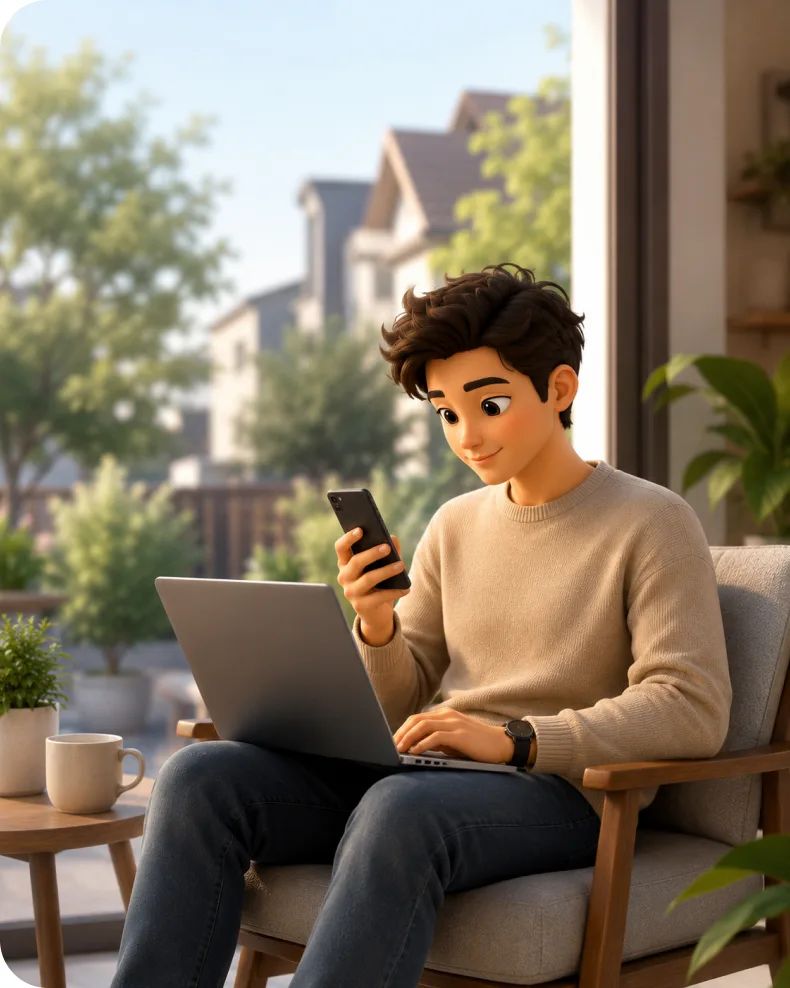 A task giver posting a job from their balcony
